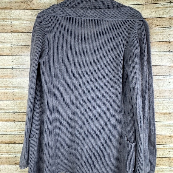 James Perse Tan Open Knit Cotton Linen Blend Waterfall Cardigan Size 2 - Picture 5 of 5